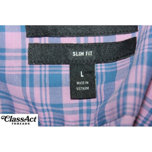 Bonobos Dress Shirt Slim Fit Pink Plaid Long Sleeve Stretch Sz L - Picture 8 of 8